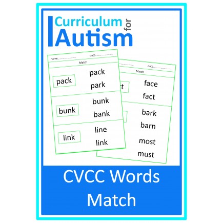 CVCC Word Match Large Print Phonics Worksheets